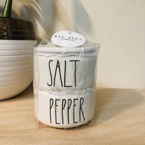 New Rae Dunn Stackable SALT & PEPPER Cellars white- black LL